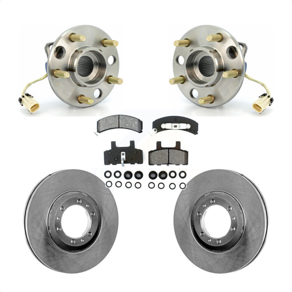 Front Hub Bearing Assembly With Disc Brake Rotors And Semi-Metallic Pads Kit For Cadillac DeVille Fleetwood 60 Special Commercial Chassis Heavy Duty Brakes KBB-105506