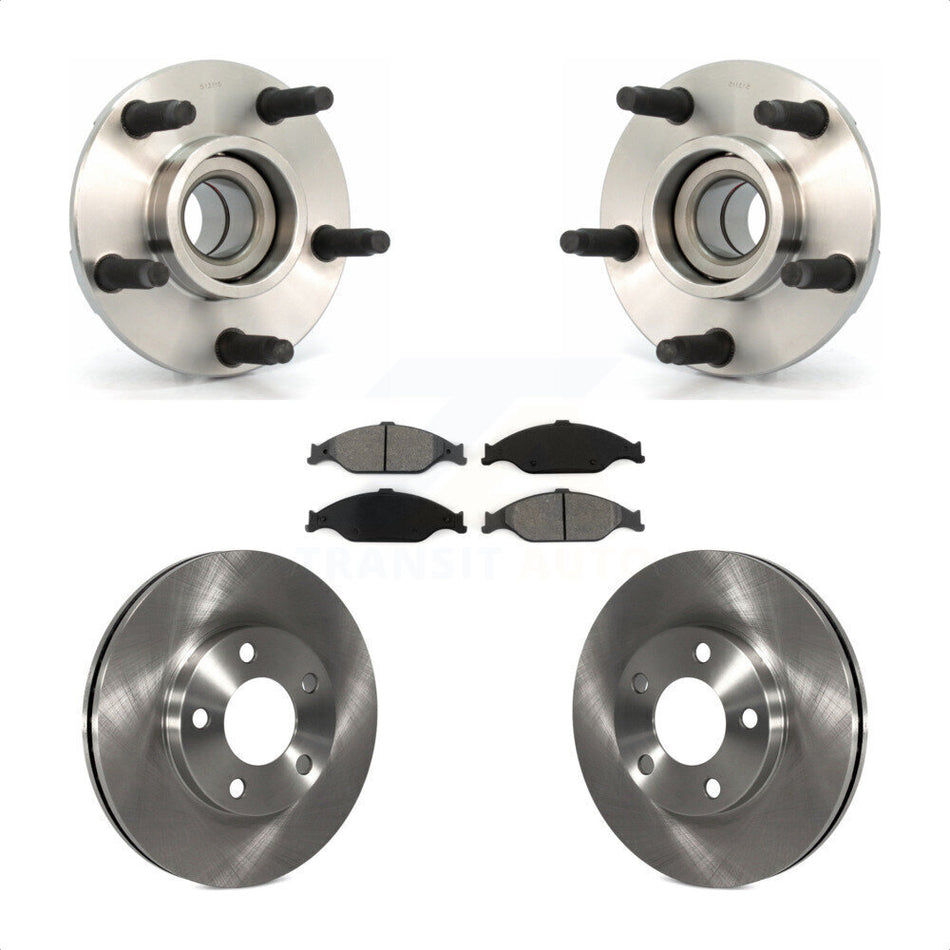 Front Hub Bearing Assembly With Disc Brake Rotors And Semi-Metallic Pads Kit For Ford Mustang KBB-105514