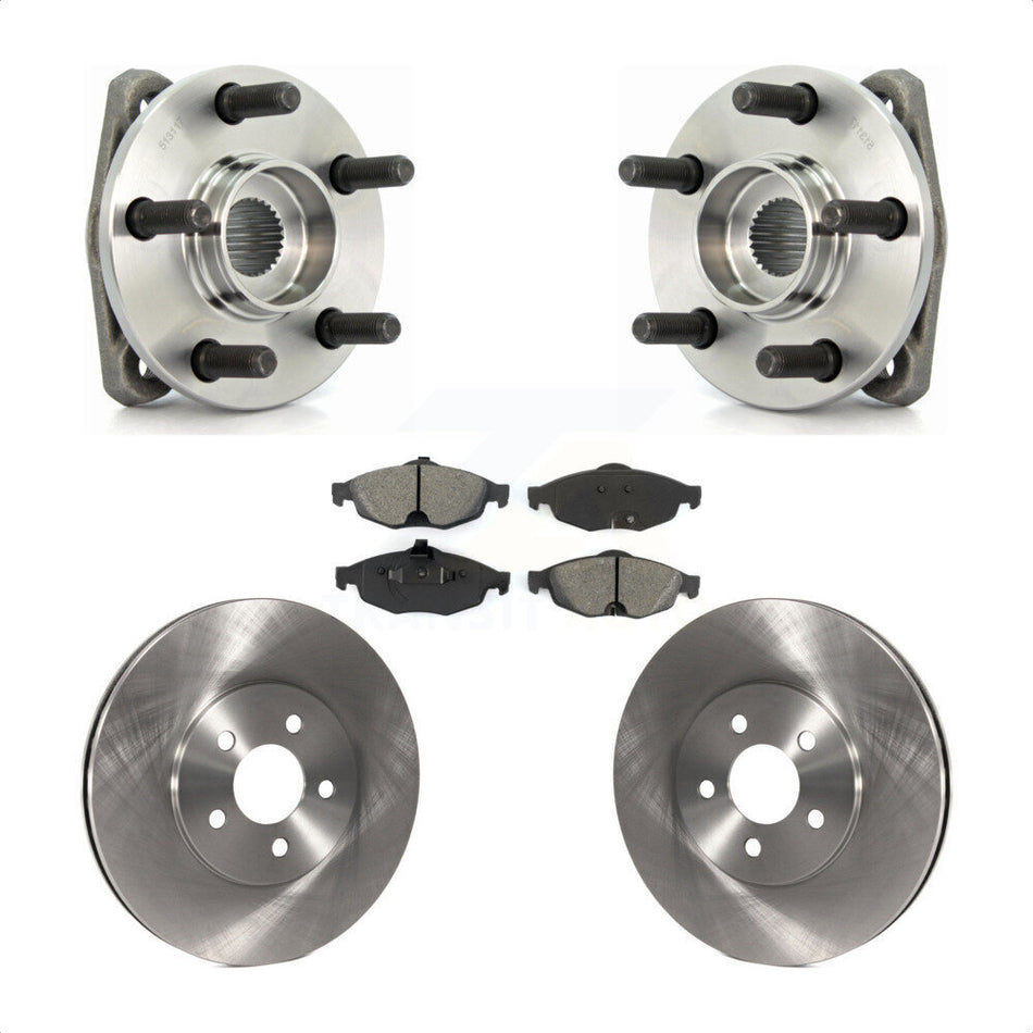 Front Hub Bearing Assembly With Disc Brake Rotors And Semi-Metallic Pads Kit For Chrysler Sebring Dodge Stratus KBB-105516