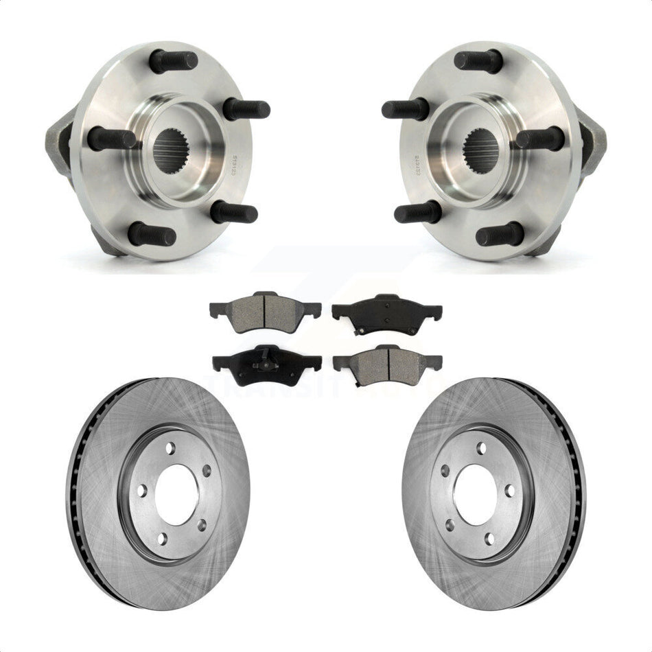 Front Hub Bearing Assembly With Disc Brake Rotors And Semi-Metallic Pads Kit For Dodge Grand Caravan Chrysler Town & Country KBB-105539