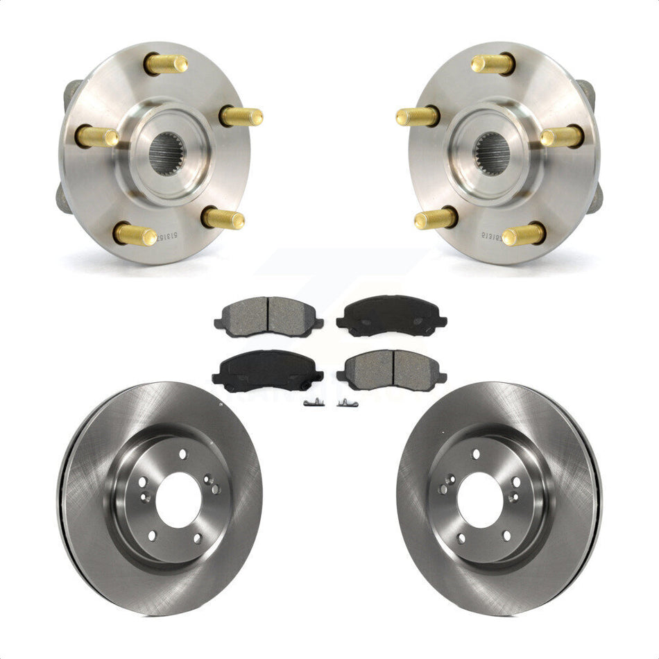 Front Hub Bearing Assembly With Disc Brake Rotors And Semi-Metallic Pads Kit For 2006 Mitsubishi Eclipse To 10 31 05 KBB-105552