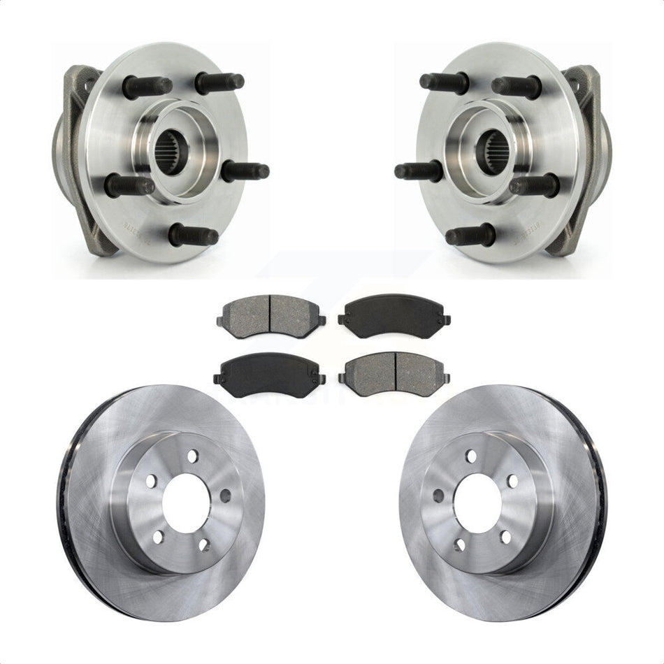 Front Hub Bearing Assembly With Disc Brake Rotors And Semi-Metallic Pads Kit For 2002-2005 Jeep Liberty Non-ABS KBB-105571