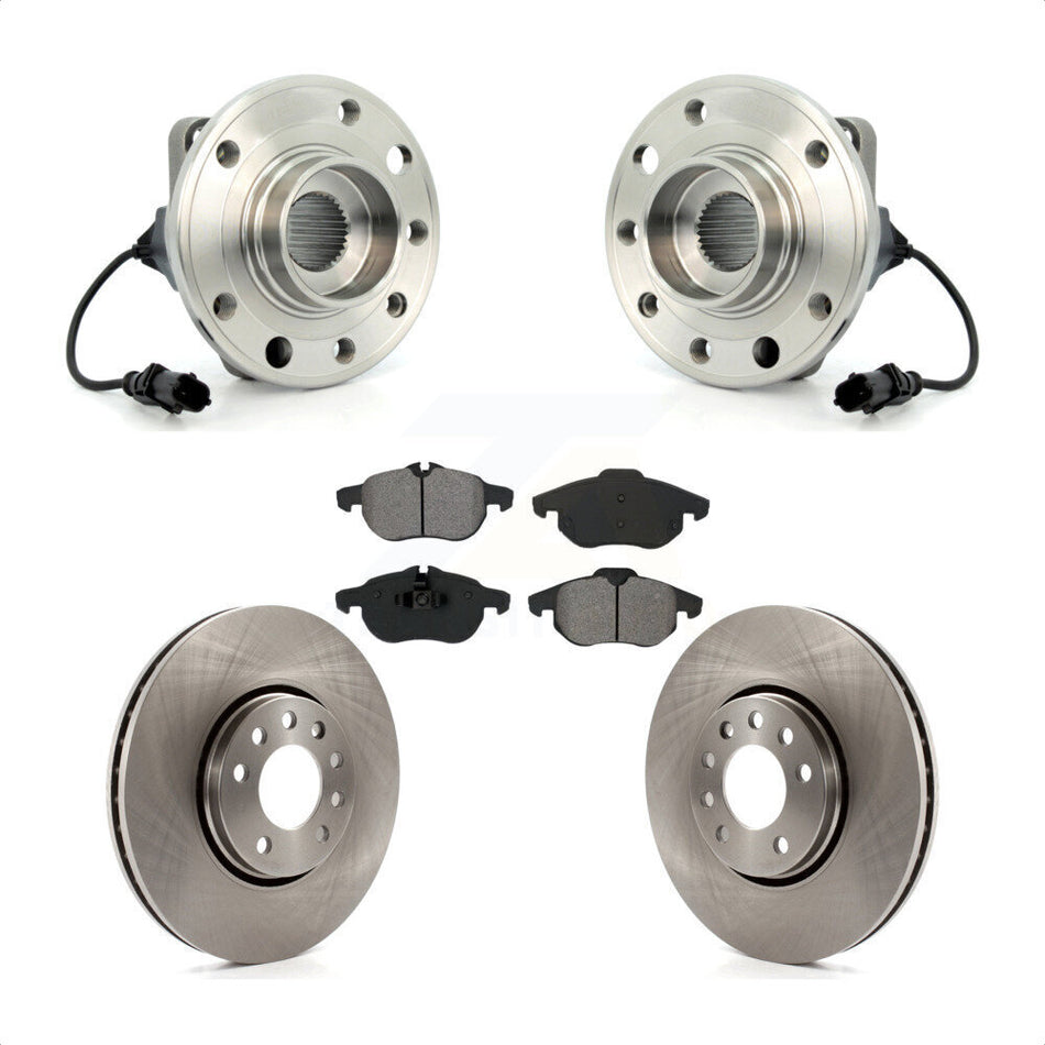 Front Hub Bearing Assembly With Disc Brake Rotors And Semi-Metallic Pads Kit For Saab 9-3 302mm Diameter Rotor KBB-105583