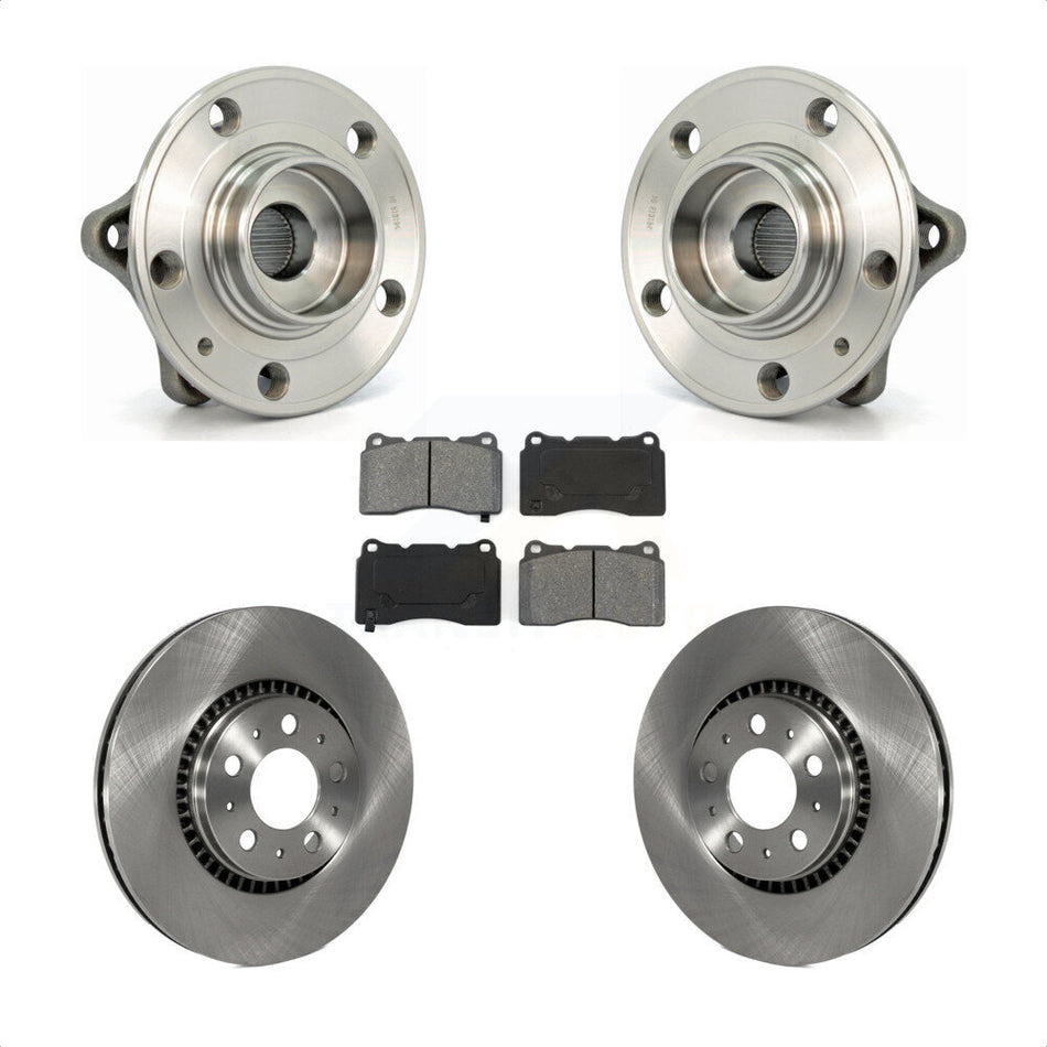 Front Hub Bearing Assembly With Disc Brake Rotors And Semi-Metallic Pads Kit For 2005-2007 Volvo V70 R 305mm Diameter Rotor KBB-105593