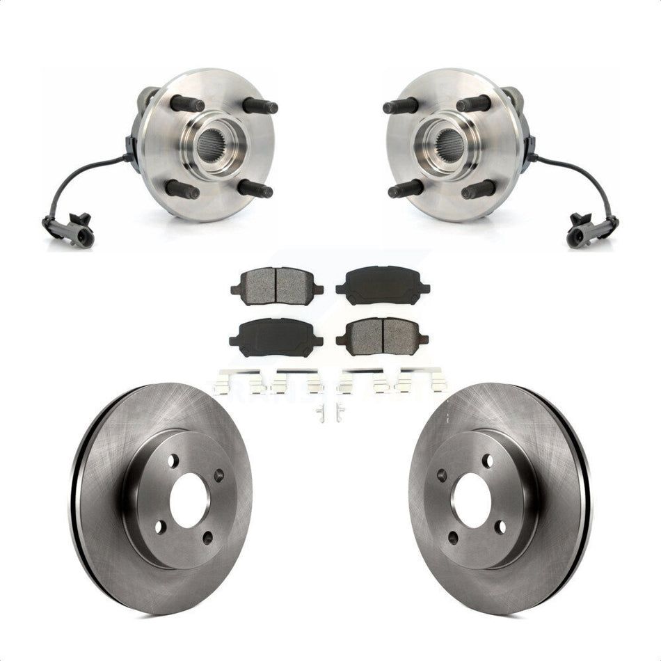 Front Hub Bearing Assembly With Disc Brake Rotors And Semi-Metallic Pads Kit For Chevrolet Cobalt Saturn Ion Pontiac G5 Pursuit KBB-105599