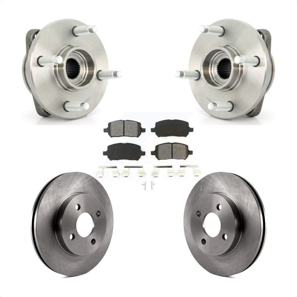 Front Hub Bearing Assembly With Disc Brake Rotors And Semi-Metallic Pads Kit For Chevrolet Cobalt Saturn Ion Pontiac G5 Pursuit KBB-105603