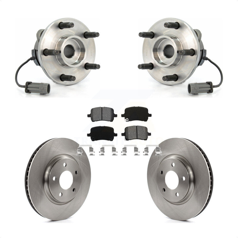 Front Hub Bearing Assembly With Disc Brake Rotors And Semi-Metallic Pads Kit For Chevrolet Cobalt Saturn Ion 5 Lug Wheels KBB-105606