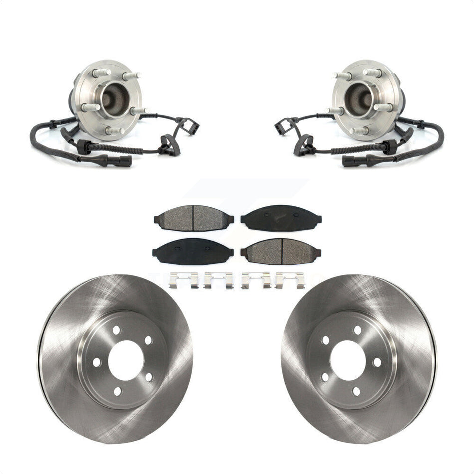 Front Hub Bearing Assembly With Disc Brake Rotors And Semi-Metallic Pads Kit For Ford Crown Victoria Mercury Grand Marquis Lincoln Town Car KBB-105651