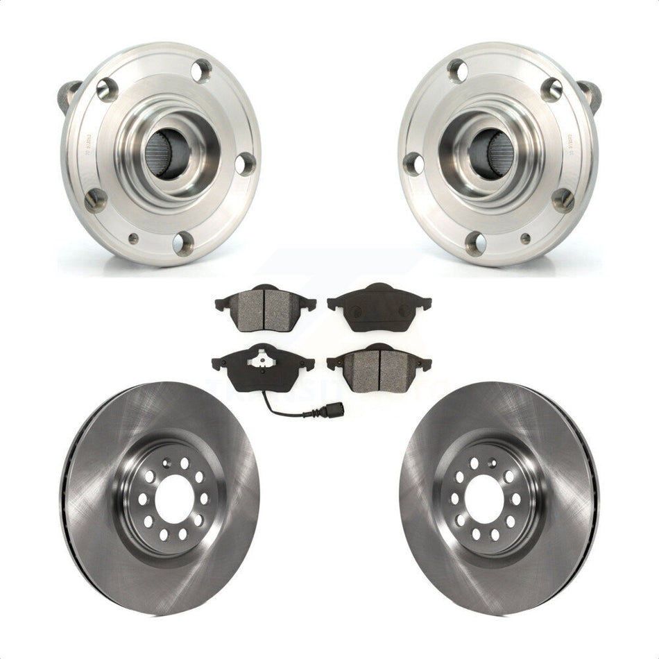 Front Hub Bearing Assembly With Disc Brake Rotors And Semi-Metallic Pads Kit For 2005 Volkswagen Jetta 312mm Diameter Rotor 7th 8th Digit Of VIN Is "9M" Or "1J" KBB-105664