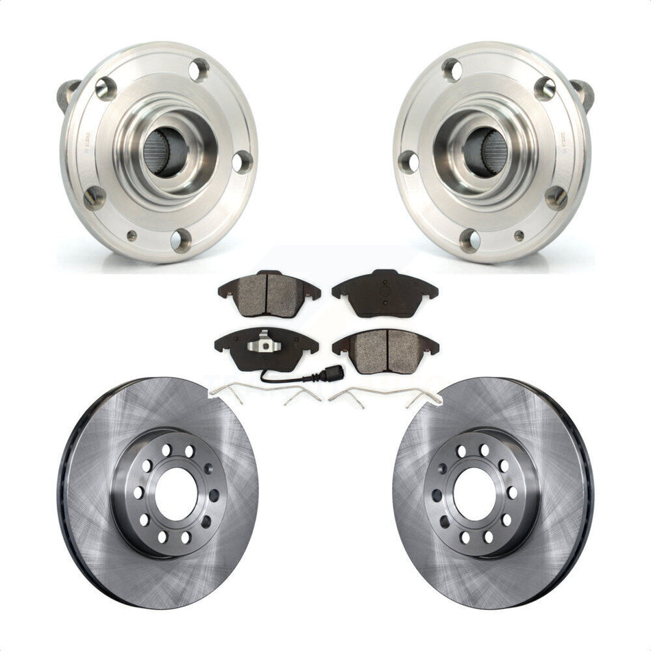 Front Hub Bearing Assembly With Disc Brake Rotors And Semi-Metallic Pads Kit For Volkswagen Jetta Beetle Golf Rabbit Audi A3 GTI Quattro KBB-105667