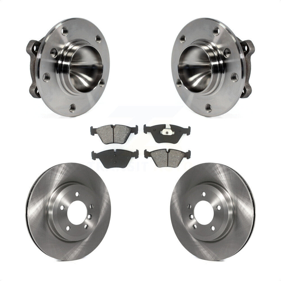 Front Hub Bearing Assembly With Disc Brake Rotors And Semi-Metallic Pads Kit For 2006 BMW 330Ci KBB-105672