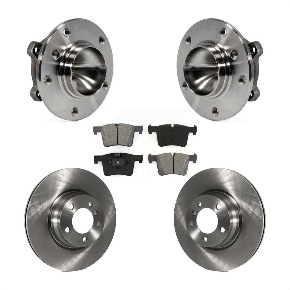 Front Hub Bearing Assembly With Disc Brake Rotors And Semi-Metallic Pads Kit For 2012 BMW 328i 2.0L Without Blue Painted Calipers M Sport Package KBB-105678