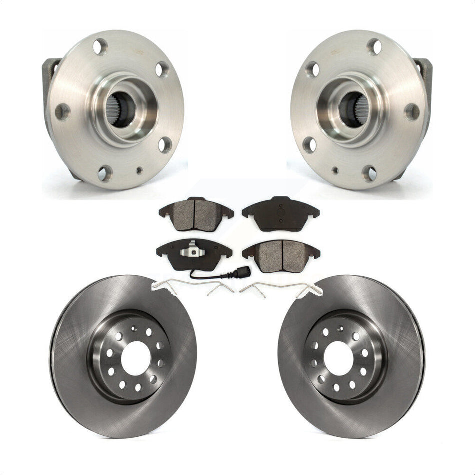 Front Hub Bearing Assembly With Disc Brake Rotors And Semi-Metallic Pads Kit For Volkswagen GTI Eos Audi A3 KBB-105688