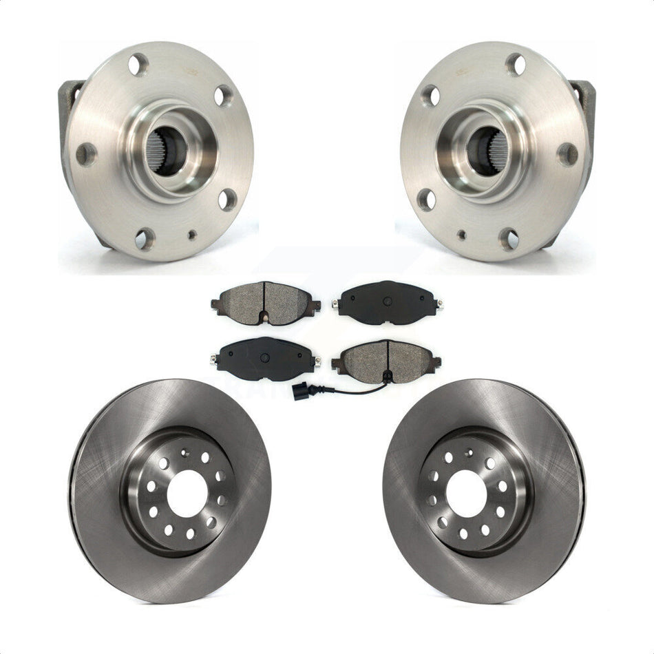 Front Hub Bearing Assembly With Disc Brake Rotors And Semi-Metallic Pads Kit For 2017 Volkswagen Golf Alltrack Code 1ZE 1ZP KBB-105689