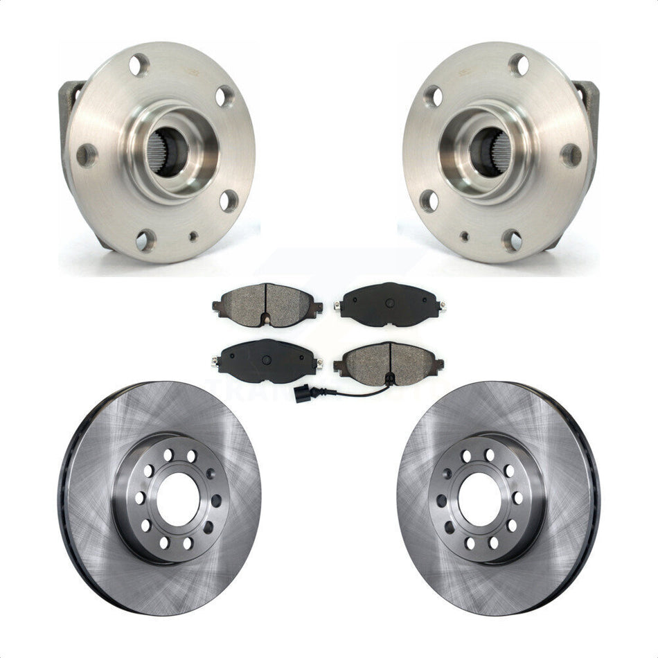 Front Hub Bearing Assembly With Disc Brake Rotors And Semi-Metallic Pads Kit For Volkswagen Golf SportWagen e-Golf KBB-105691