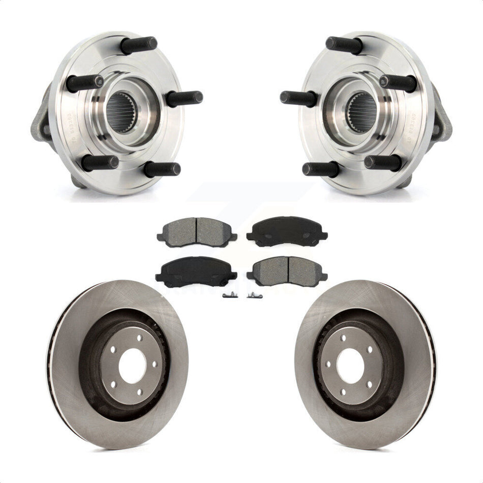 Front Hub Bearing Assembly With Disc Brake Rotors And Semi-Metallic Pads Kit For 2012-2012 Chrysler 200 Dodge Avenger 340mm Diameter Rotor KBB-105695