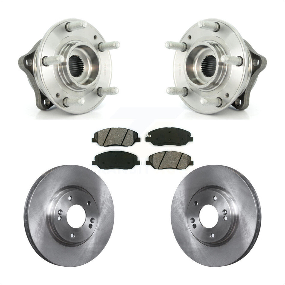 Front Hub Bearing Assembly With Disc Brake Rotors And Semi-Metallic Pads Kit For 2007-2009 Hyundai Santa Fe KBB-105698