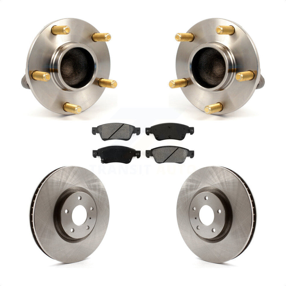 Front Hub Bearing Assembly With Disc Brake Rotors And Semi-Metallic Pads Kit For 2007 INFINITI G35 Sport with Coupe RWD KBB-105707