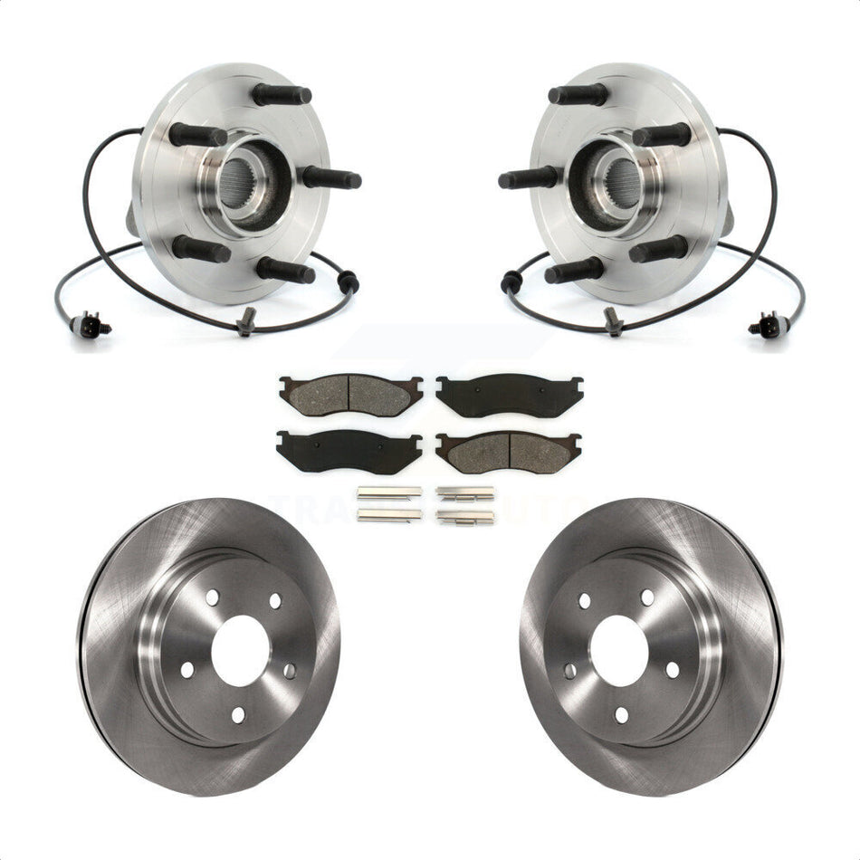 Front Hub Bearing Assembly With Disc Brake Rotors And Semi-Metallic Pads Kit For 2006 Dodge Durango KBB-105711