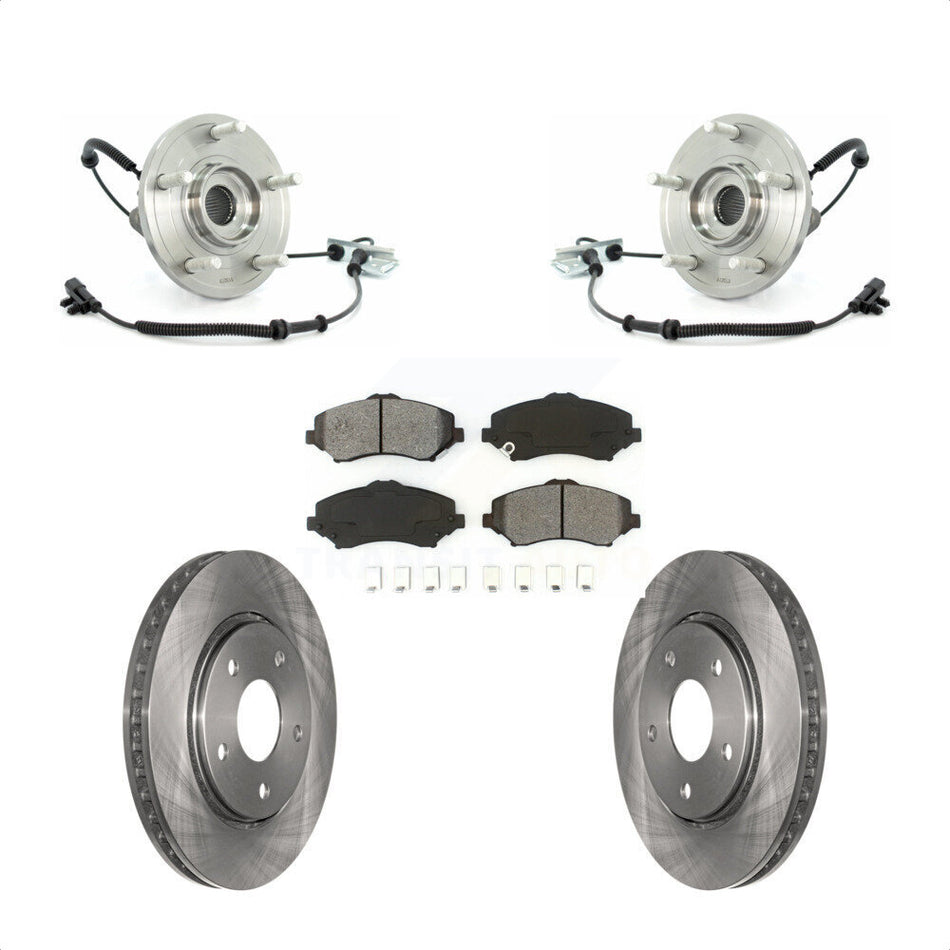 Front Hub Bearing Assembly With Disc Brake Rotors And Semi-Metallic Pads Kit For Chrysler Town & Country Dodge Grand Caravan Volkswagen Routan KBB-105713