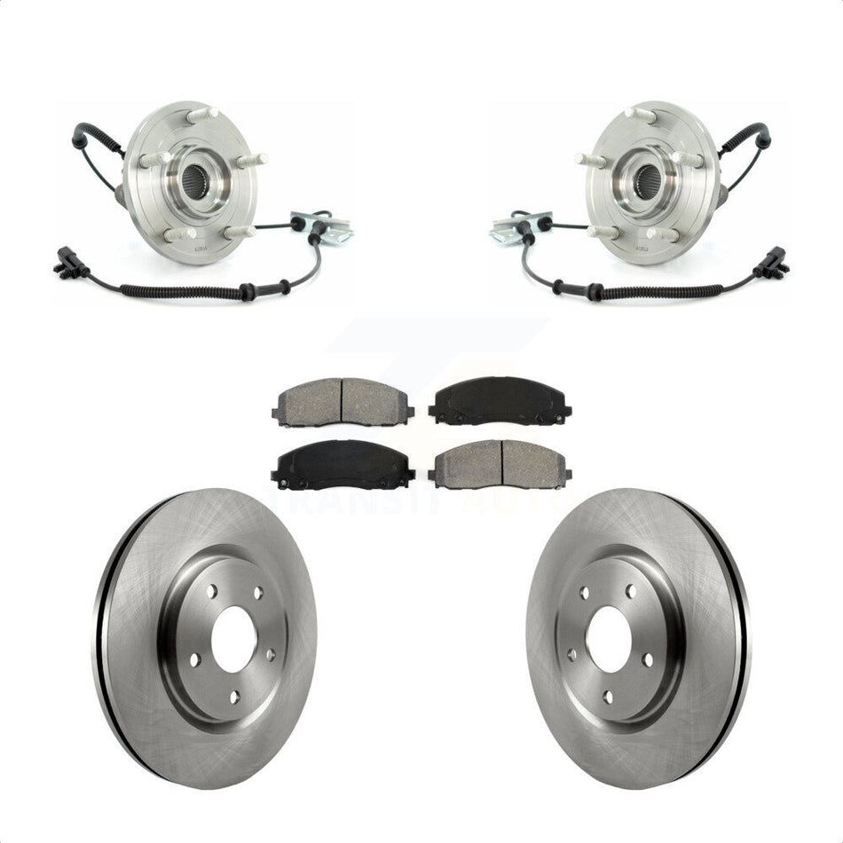 Front Hub Bearing Assembly With Disc Brake Rotors And Semi-Metallic Pads Kit For 2012 Volkswagen Routan Dual Piston Caliper KBB-105715