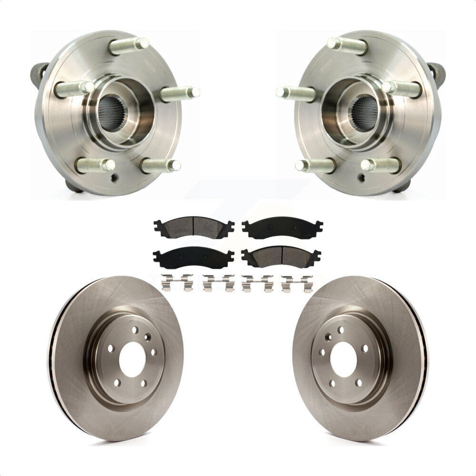 Front Hub Bearing Assembly With Disc Brake Rotors And Semi-Metallic Pads Kit For 2010-2012 Ford Taurus SHO KBB-105718