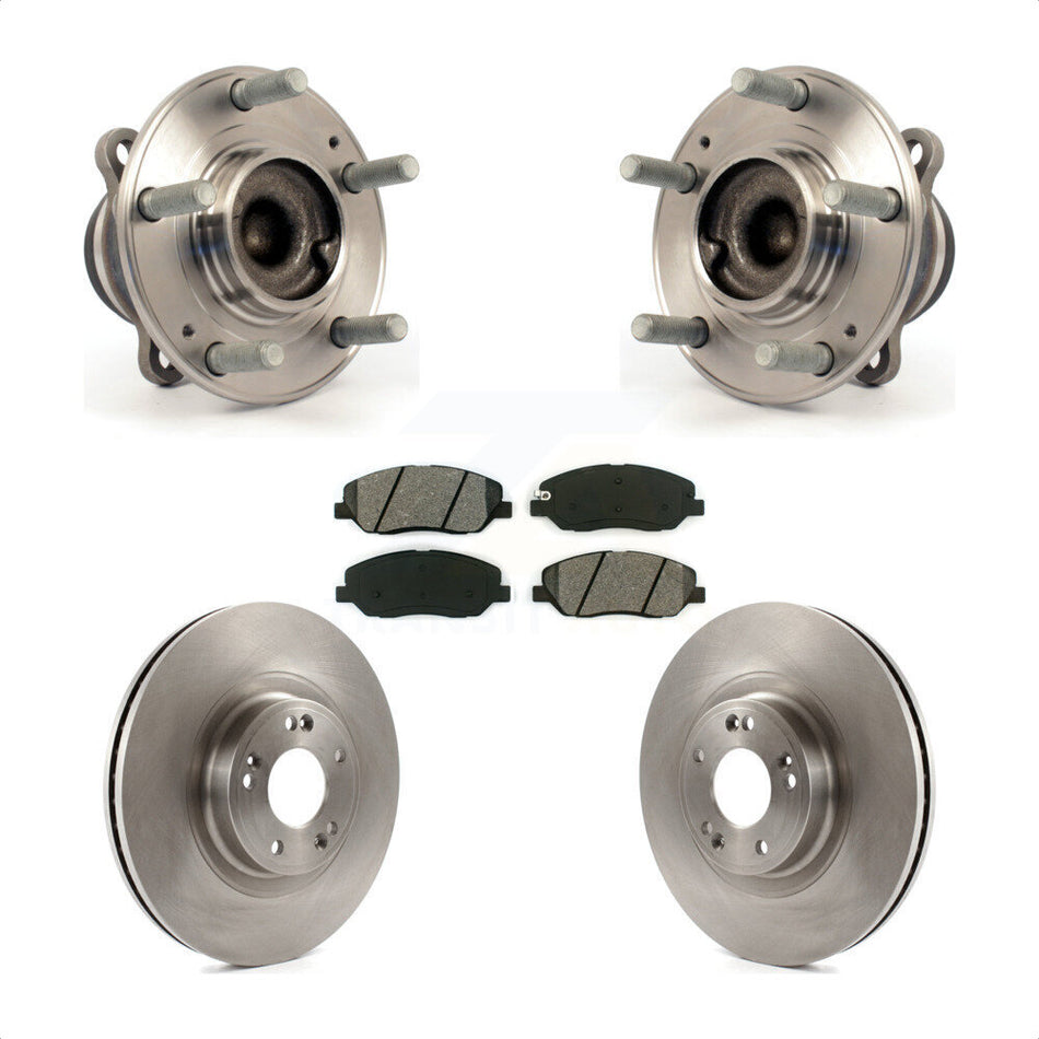 Front Hub Bearing Assembly With Disc Brake Rotors And Semi-Metallic Pads Kit For 2012 Hyundai Genesis 3.8L KBB-105725