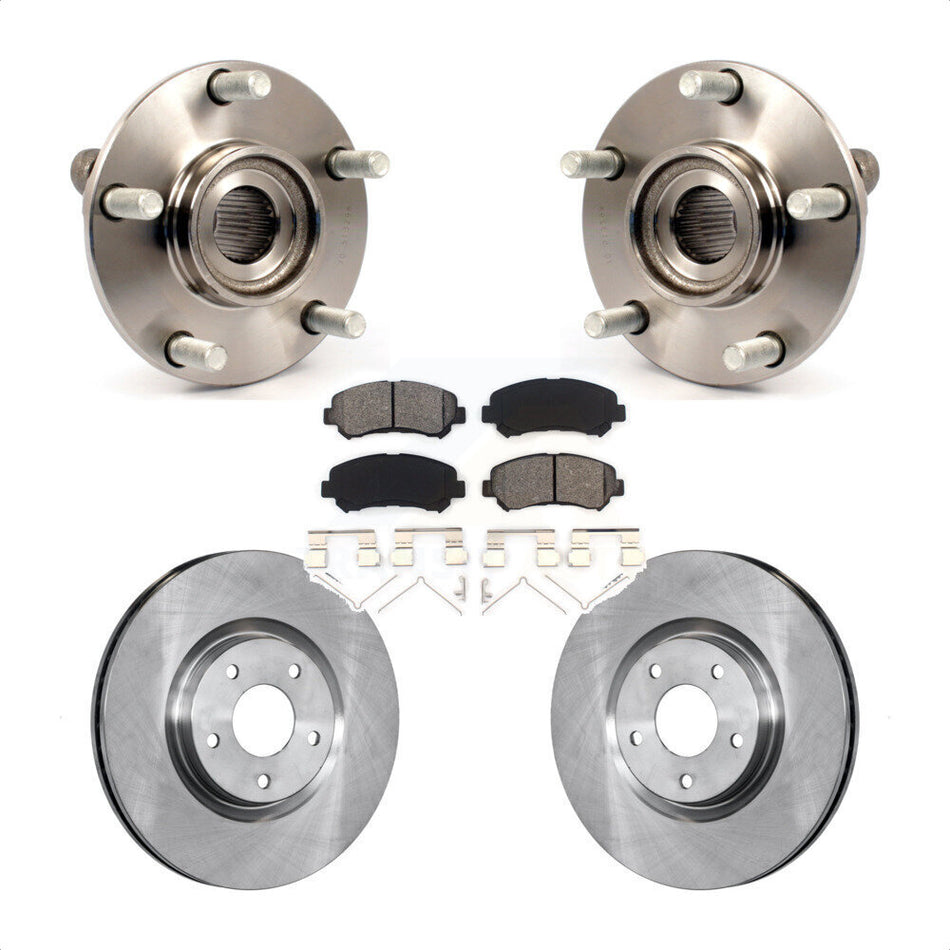Front Hub Bearing Assembly With Disc Brake Rotors And Semi-Metallic Pads Kit For 2007-2012 Nissan Sentra SE-R Spec V with 2.5L KBB-105762