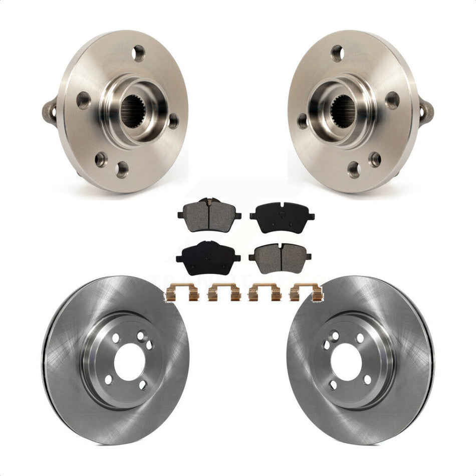 Front Hub Bearing Assembly With Disc Brake Rotors And Semi-Metallic Pads Kit For Mini Cooper 294mm Diameter Rotor 4 Lug Wheels KBB-105774