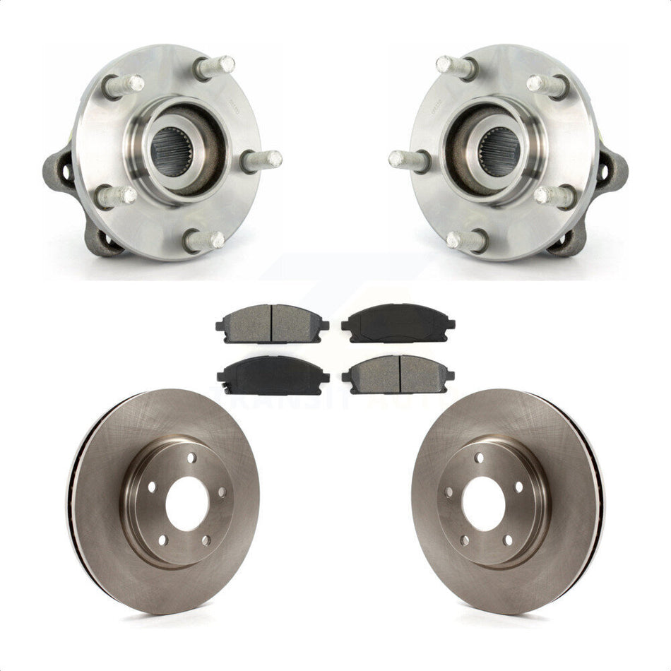 Front Hub Bearing Assembly With Disc Brake Rotors And Semi-Metallic Pads Kit For 2004-2009 Nissan Quest KBB-105778