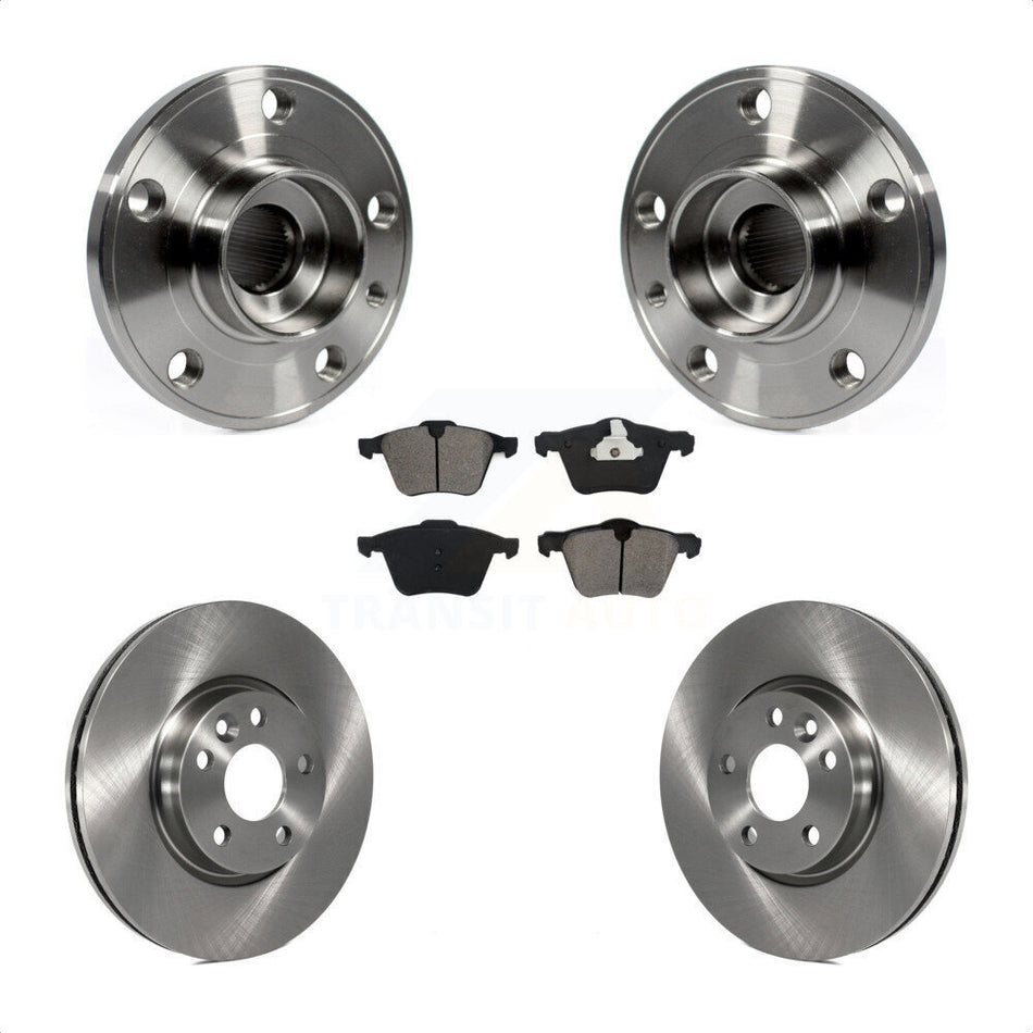 Front Hub Bearing Assembly With Disc Brake Rotors And Semi-Metallic Pads Kit For 2008 Volvo V70 300mm Diameter Rotor KBB-105795