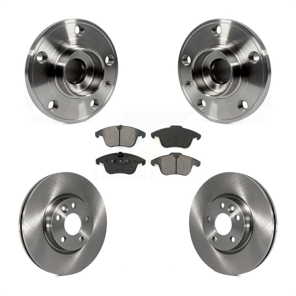 Front Hub Bearing Assembly With Disc Brake Rotors And Semi-Metallic Pads Kit For Volvo S60 XC70 S80 V60 V70 300mm Diameter Rotor KBB-105796