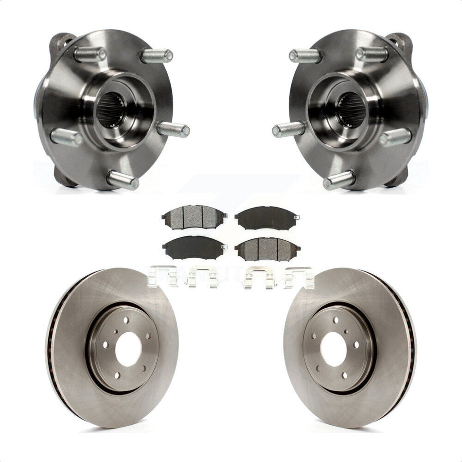 Front Hub Bearing Assembly Disc Brake Rotors And Pads Kit For INFINITI FX35 FX37 FX45 KBB-105811
