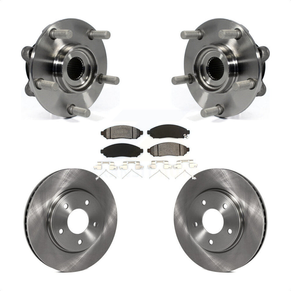 Front Hub Bearing Assembly With Disc Brake Rotors And Semi-Metallic Pads Kit For 2011-2012 Nissan LEAF KBB-105817