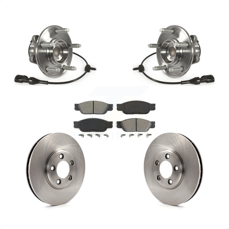 Front Hub Bearing Assembly With Disc Brake Rotors And Semi-Metallic Pads Kit For 2000-2002 Jaguar S-Type 35.43" ABS Cord KBB-105843
