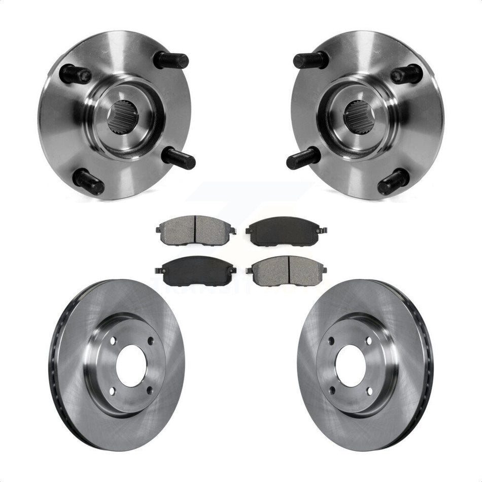 Front Hub Bearing Assembly With Disc Brake Rotors And Semi-Metallic Pads Kit For Nissan Versa KBB-105845