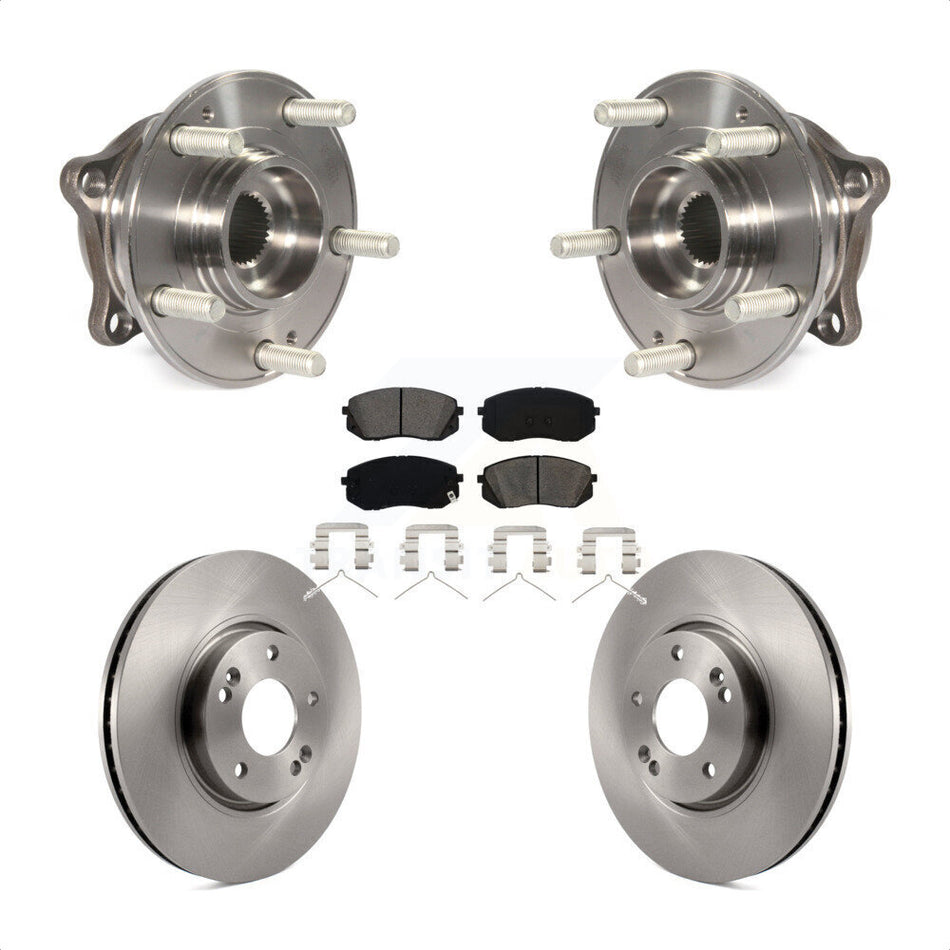 Front Hub Bearing Assembly With Disc Brake Rotors And Semi-Metallic Pads Kit For 2016 Hyundai Sonata FULL HYBRID EV-GAS (FHEV) engine KBB-105848