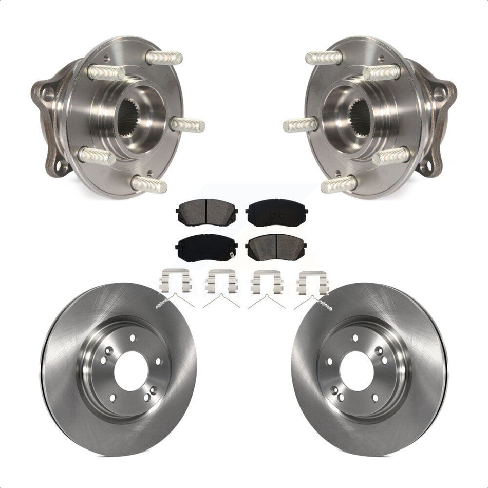 Front Hub Bearing Assembly With Disc Brake Rotors And Semi-Metallic Pads Kit For Hyundai Sonata Kia Optima KBB-105852