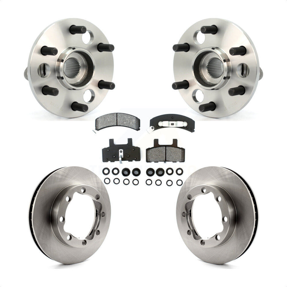 Front Hub Bearing Assembly With Disc Brake Rotors And Semi-Metallic Pads Kit For 1994-1994 K1500 Suburban Chevrolet GMC 8 Lug Wheels KBB-105856