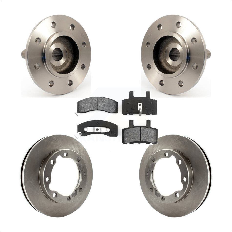 Front Hub Bearing Assembly With Disc Brake Rotors And Semi-Metallic Pads Kit For 1999 Dodge Ram 2500 4WD with 2-Wheel ABS 4 Hole Rectangular Flange KBB-105868