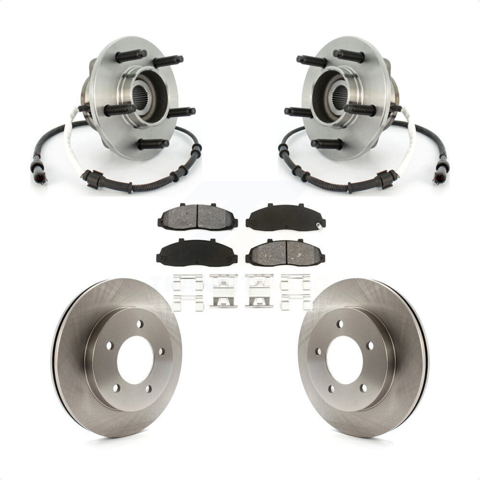 Front Hub Bearing Assembly With Disc Brake Rotors And Semi-Metallic Pads Kit For Ford F-150 Heritage 4WD with 4-Wheel ABS KBB-105881