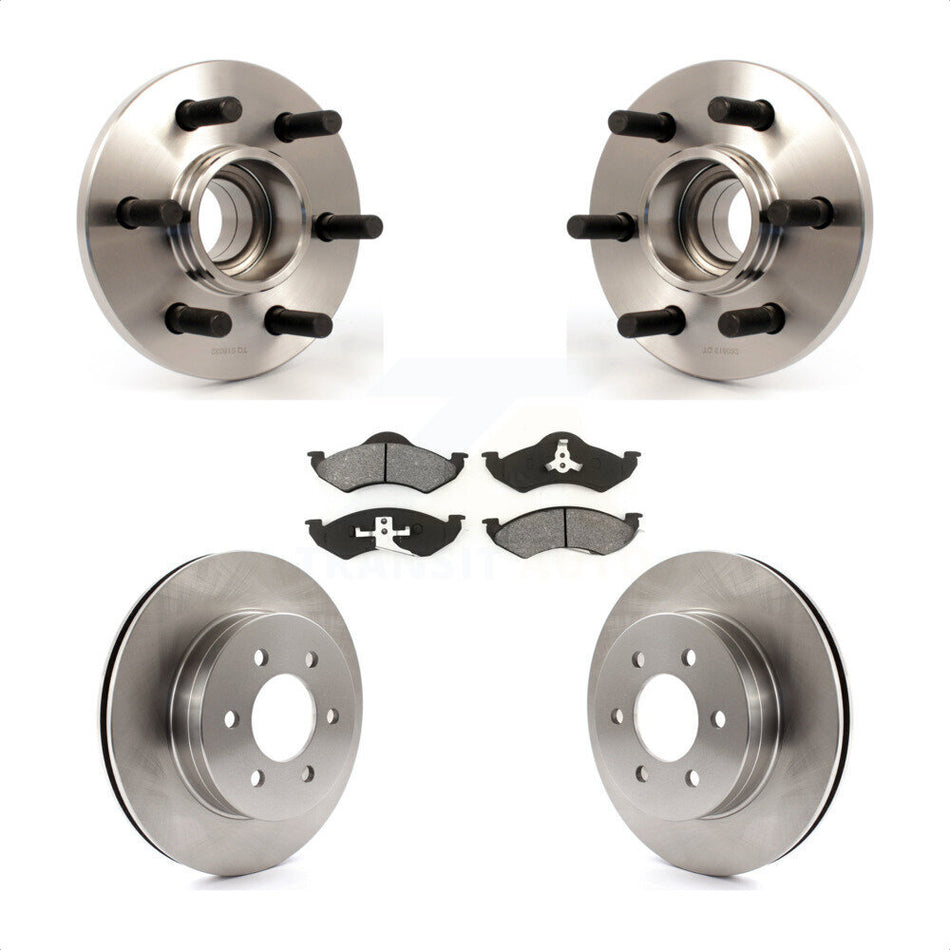 Front Hub Bearing Assembly With Disc Brake Rotors And Semi-Metallic Pads Kit For 1999-1999 Dodge Dakota Durango RWD with 2-Wheel ABS KBB-105885