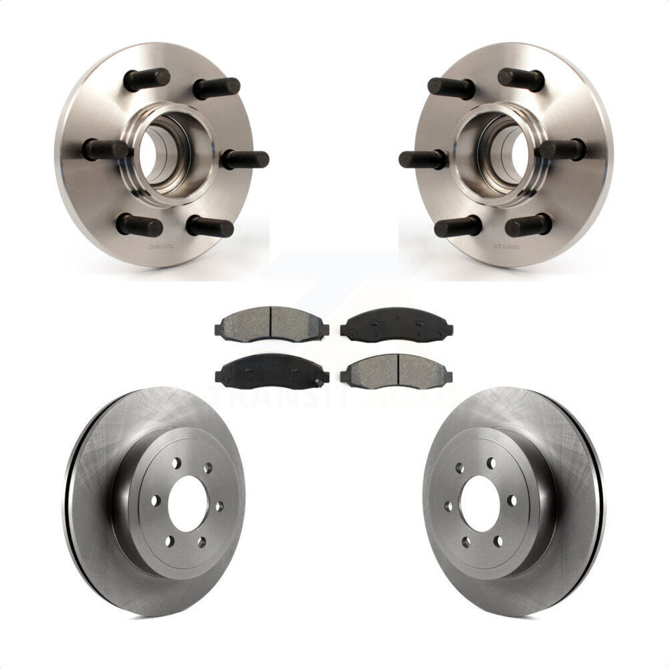 Front Hub Bearing Assembly With Disc Brake Rotors And Semi-Metallic Pads Kit For 2003-2004 Dodge Dakota RWD with 2-Wheel ABS KBB-105888