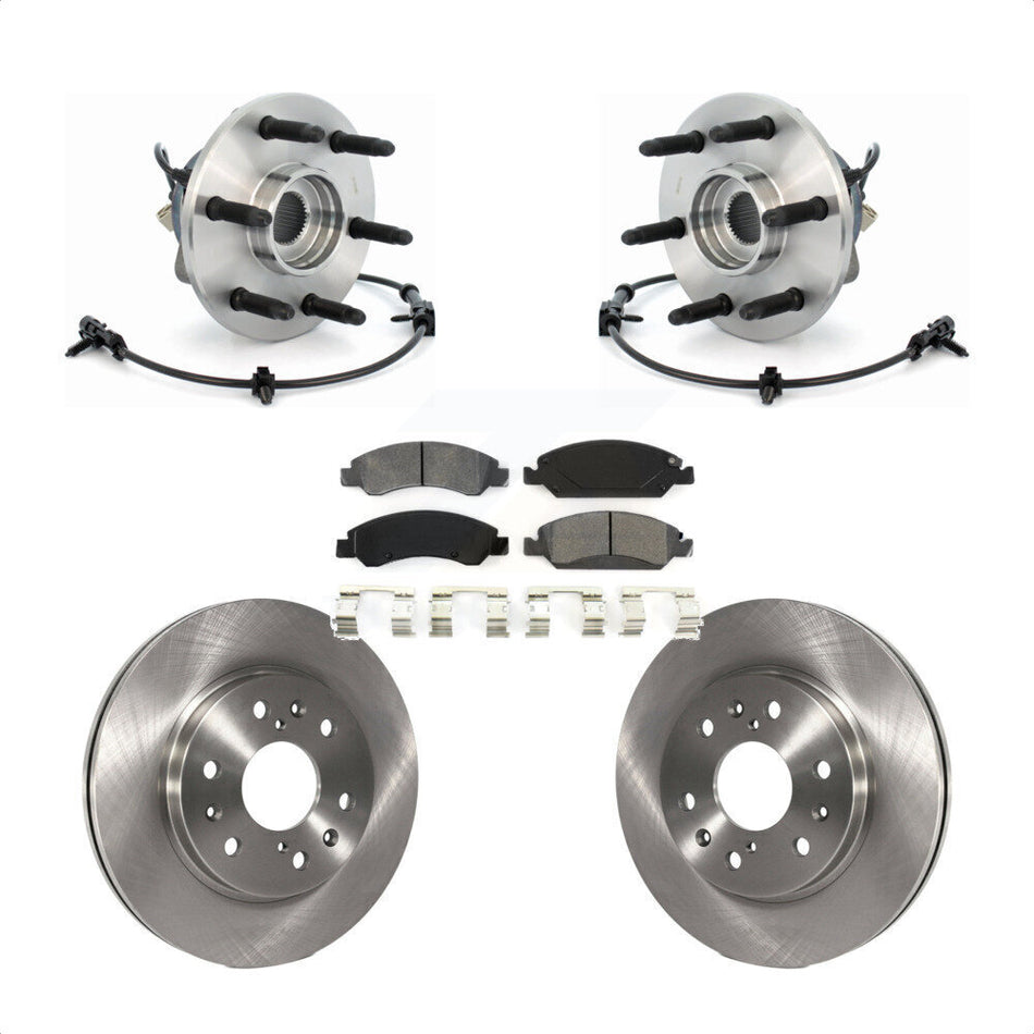 Front Hub Bearing Assembly With Disc Brake Rotors And Semi-Metallic Pads Kit For Chevrolet Silverado 1500 GMC Sierra Classic Express Savana KBB-105894