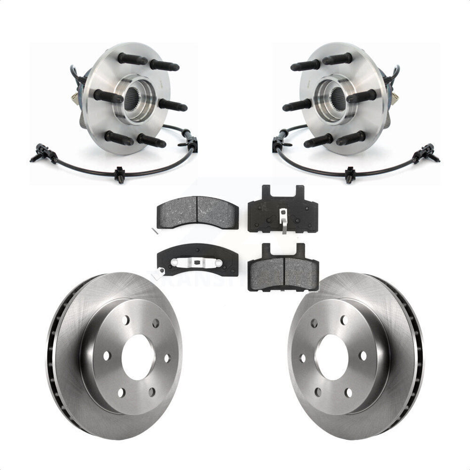 Front Hub Bearing Assembly With Disc Brake Rotors And Semi-Metallic Pads Kit For 2000 Chevrolet Tahoe Base LT LS with 4WD Rear Drum Brakes Police Package KBB-105896