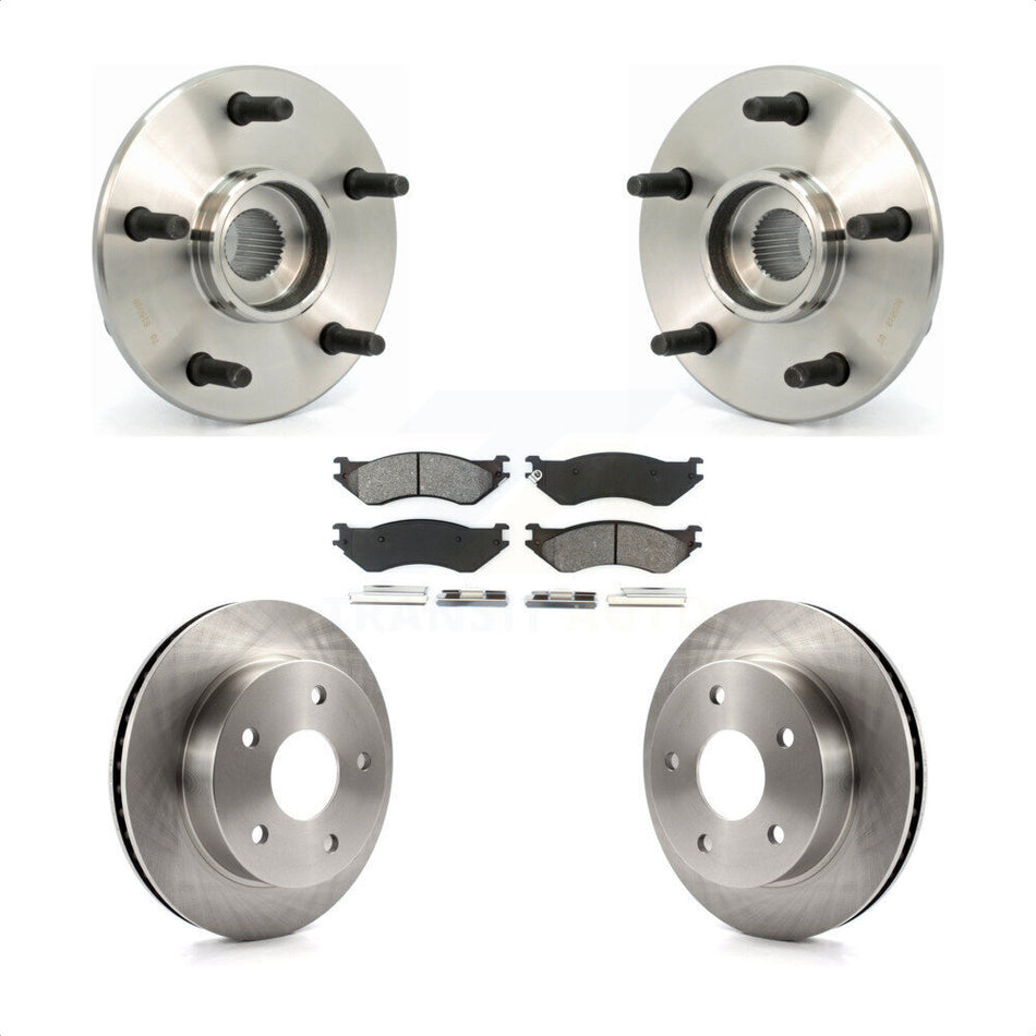 Front Hub Bearing Assembly With Disc Brake Rotors And Semi-Metallic Pads Kit For 2000-2001 Dodge Ram 1500 4WD with 2-Wheel ABS KBB-105897