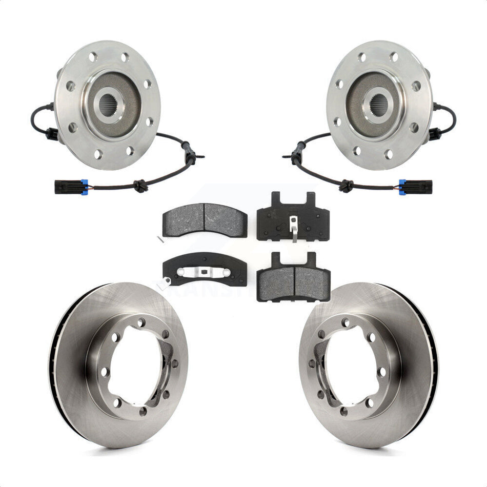 Front Hub Bearing Assembly With Disc Brake Rotors And Semi-Metallic Pads Kit For Chevrolet K2500 GMC K3500 Suburban K1500 KBB-105899