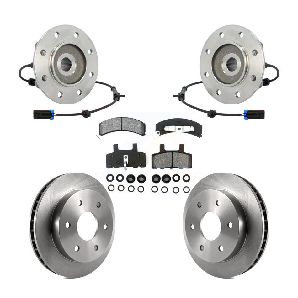 Front Hub Bearing Assembly With Disc Brake Rotors And Semi-Metallic Pads Kit For K1500 Chevrolet GMC K2500 KBB-105901