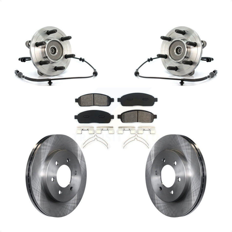 Front Hub Bearing Assembly With Disc Brake Rotors And Semi-Metallic Pads Kit For Ford F-150 4WD KBB-105908