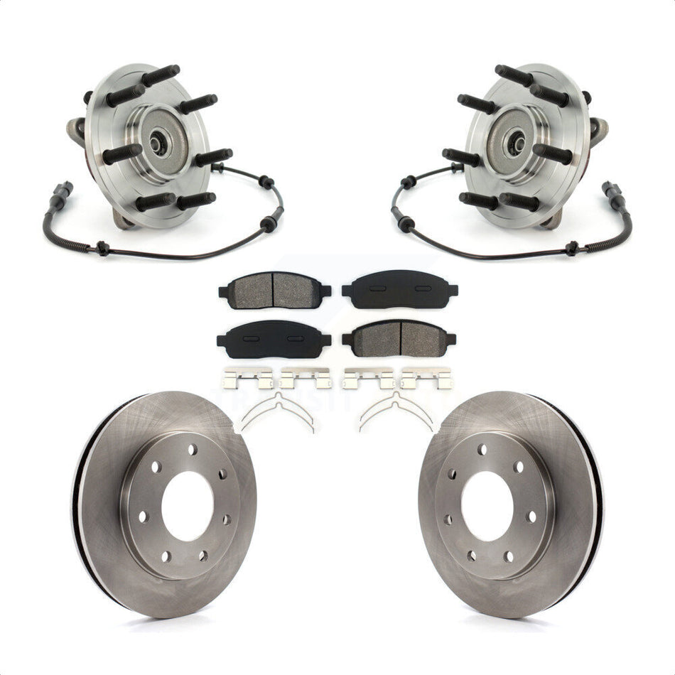 Front Hub Bearing Assembly With Disc Brake Rotors And Semi-Metallic Pads Kit For 2004 Ford F-150 4WD 7 Lug Wheels 11th Digit Of Vin Is C KBB-105909